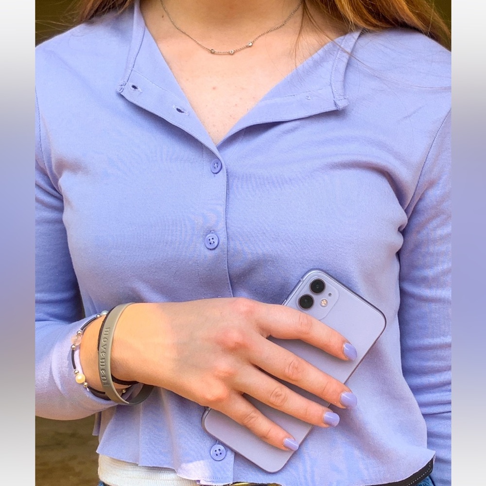 3/$20 H&M Lilac Purple Button Down Cropped Cardigan